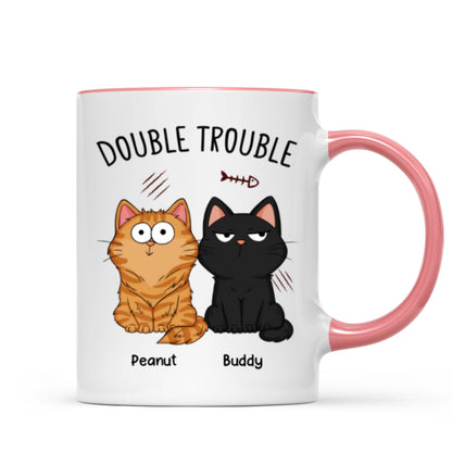 Double Trouble Funny Cat Expressions Gift For Cat Lover Personalized Mug