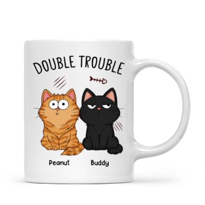 Double Trouble Funny Cat Expressions Gift For Cat Lover Personalized Mug