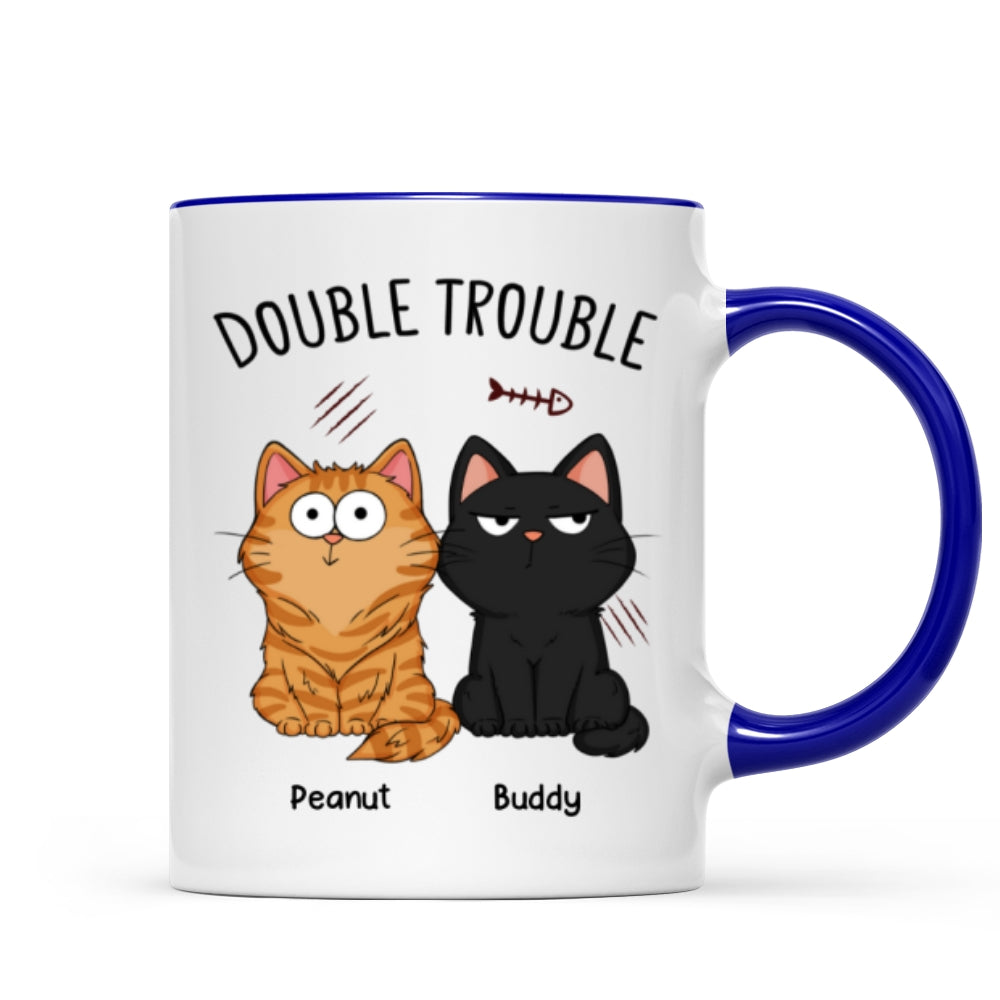 Double Trouble Funny Cat Expressions Gift For Cat Lover Personalized Mug