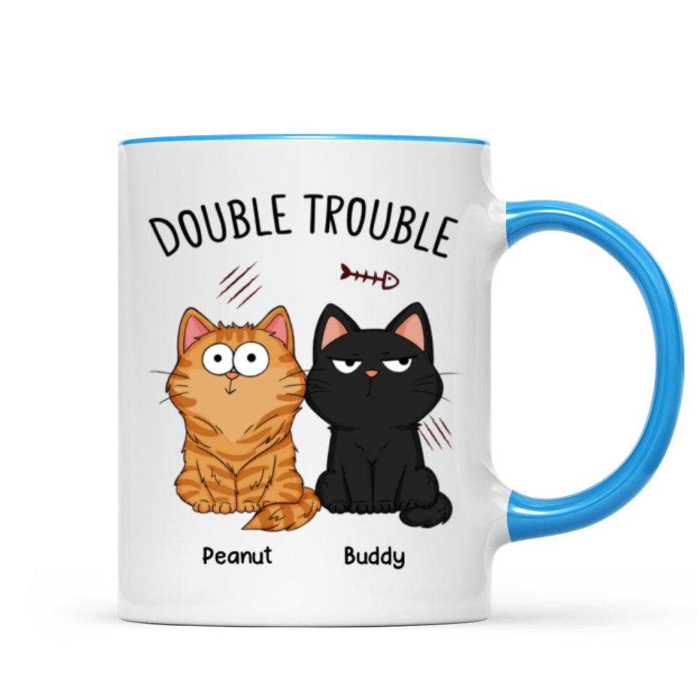 Double Trouble Funny Cat Expressions Gift For Cat Lover Personalized Mug