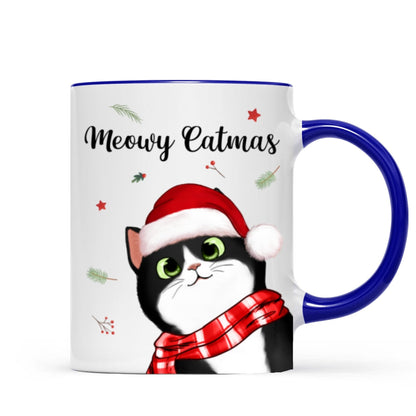 Meowy Catmas Cute Peeking Fluffy Cat Christmas Personalized Mug