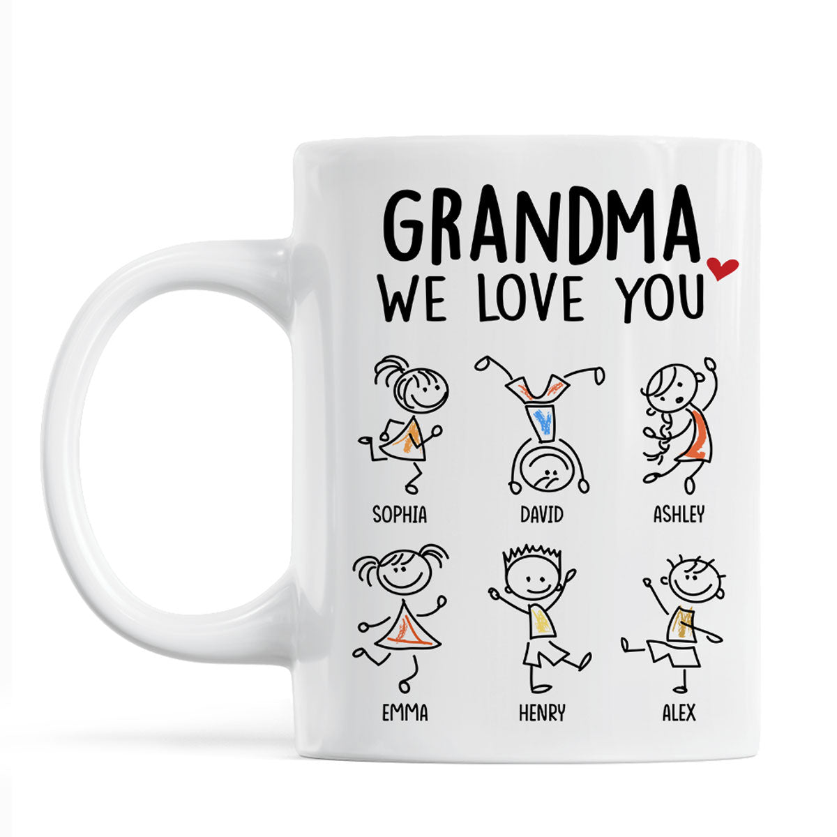 Drawing Kids We Love You Gift For Dad Mom Grandma Grandpa Personalized Mug