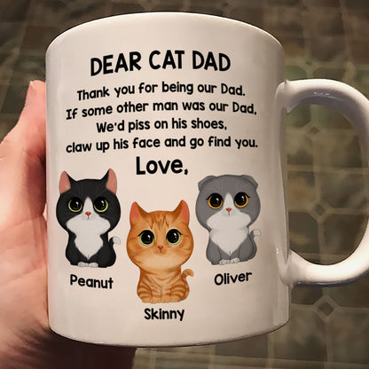 Dear Cat Dad Watercolor Cute Cats Father's Day Gift For Cat Dad Personalized Mug