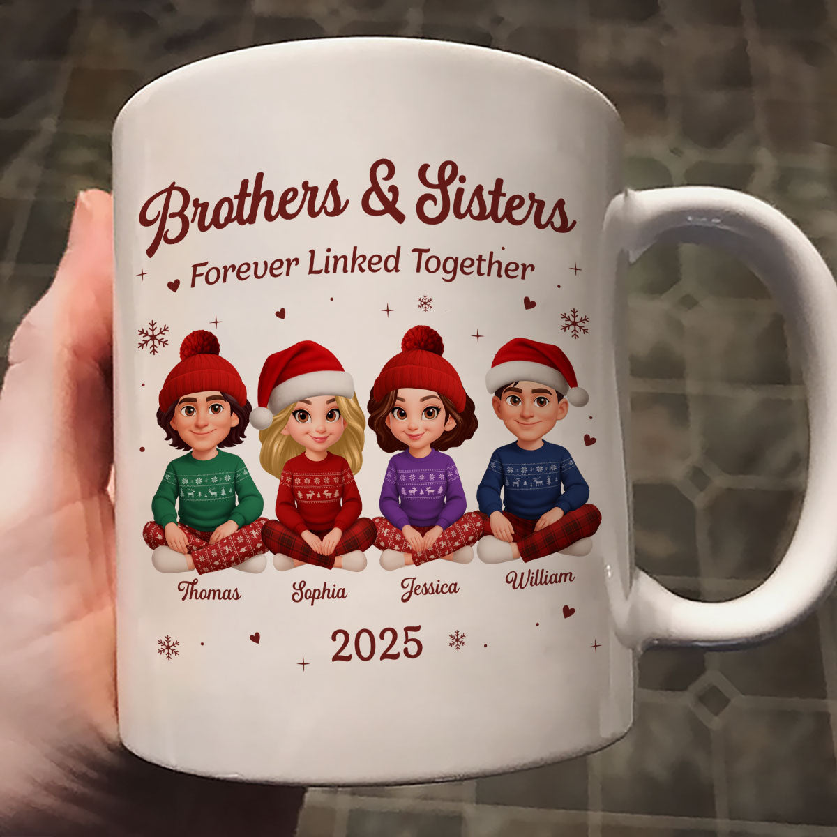 Brothers Sisters Forever Linked Together - Personalized Mug - Christmas Gift For Brothers, Sisters, Siblings