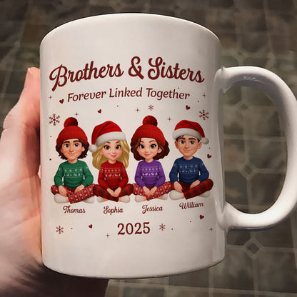 Brothers Sisters Forever Linked Together - Personalized Mug - Christmas Gift For Brothers, Sisters, Siblings