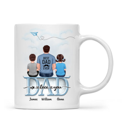 Dad Grandpa And Kids On Text Personalized Mug, Father's Day Gift For Dad, Grandpa, Husband