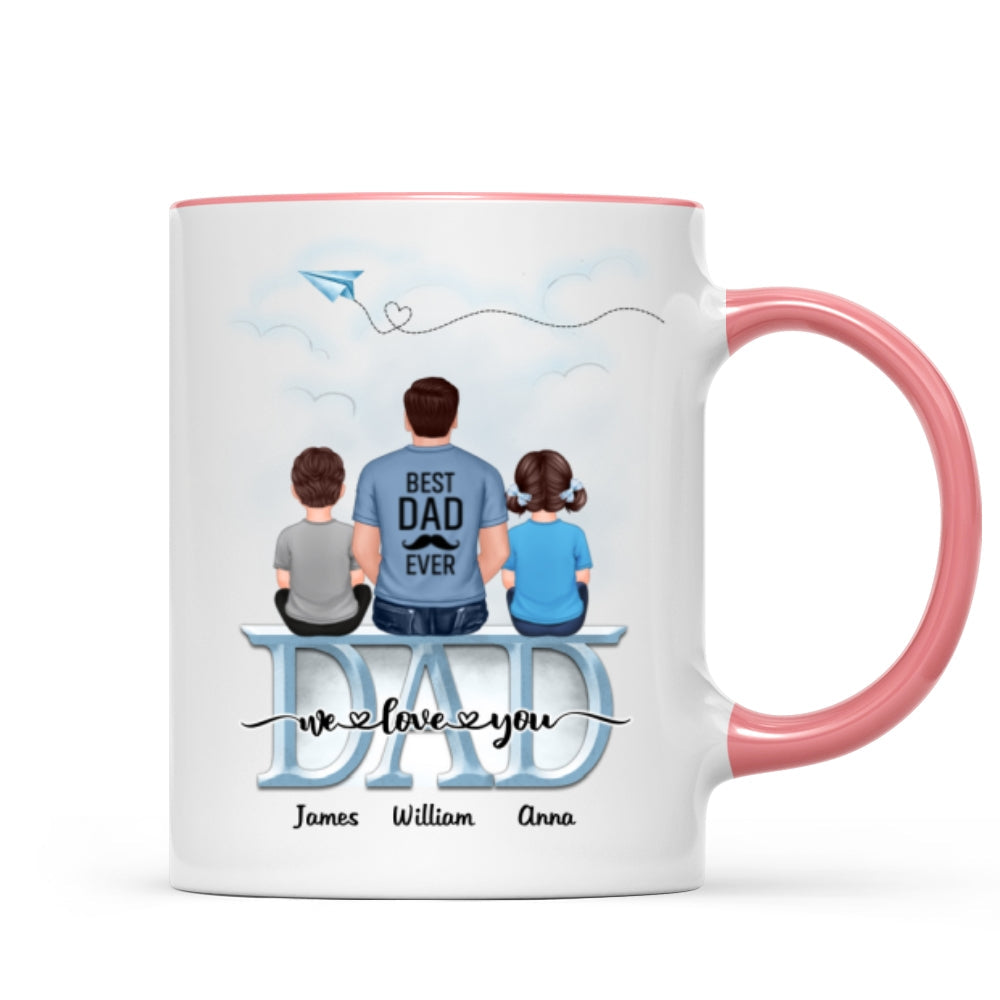 Dad Grandpa And Kids On Text Personalized Mug, Father's Day Gift For Dad, Grandpa, Husband