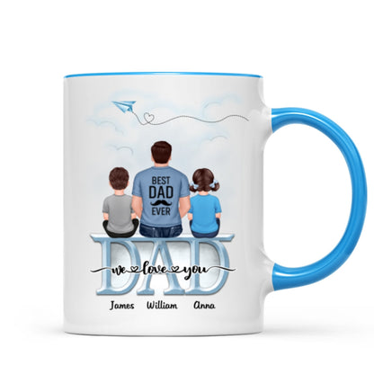 Dad Grandpa And Kids On Text Personalized Mug, Father's Day Gift For Dad, Grandpa, Husband