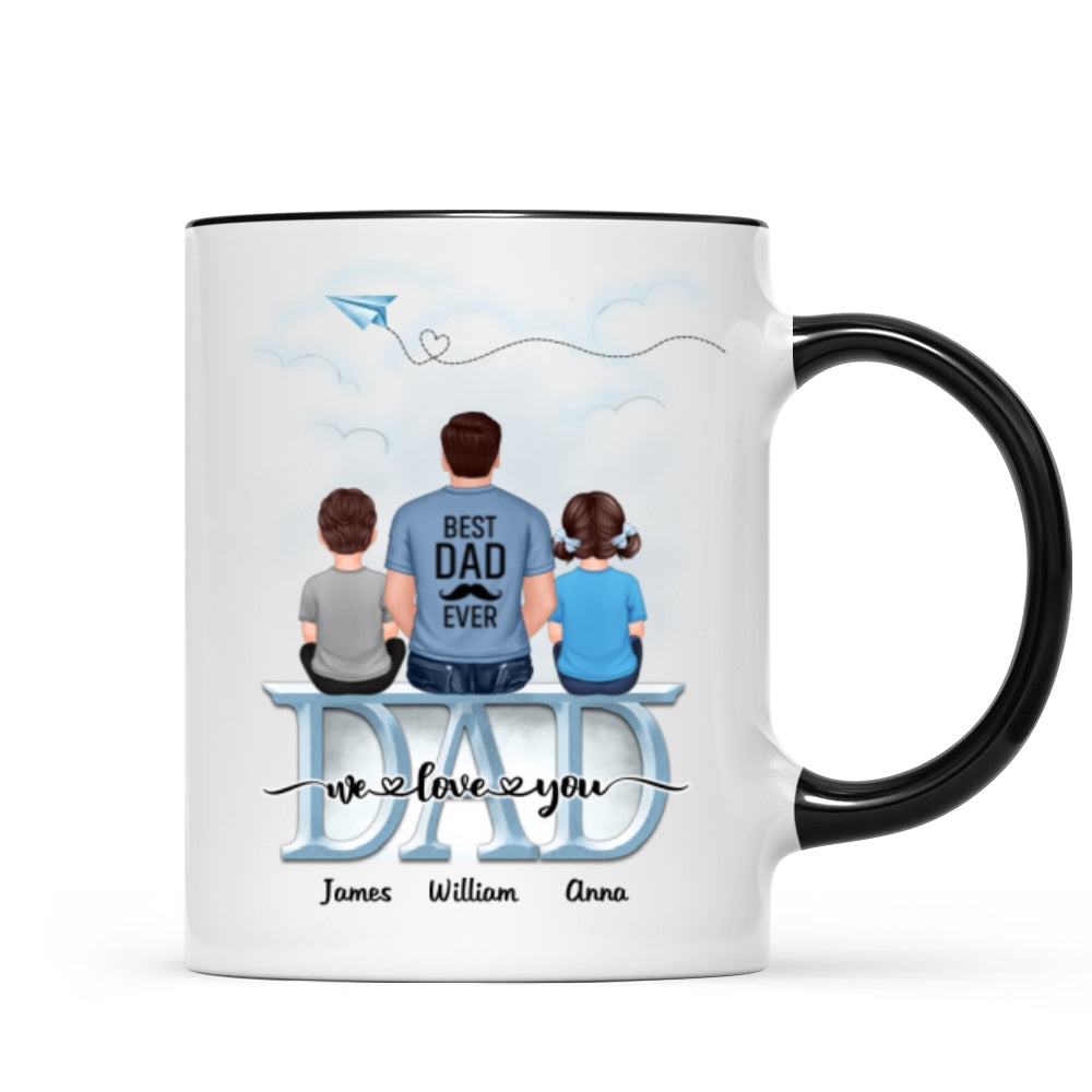 Dad Grandpa And Kids On Text Personalized Mug, Father's Day Gift For Dad, Grandpa, Husband
