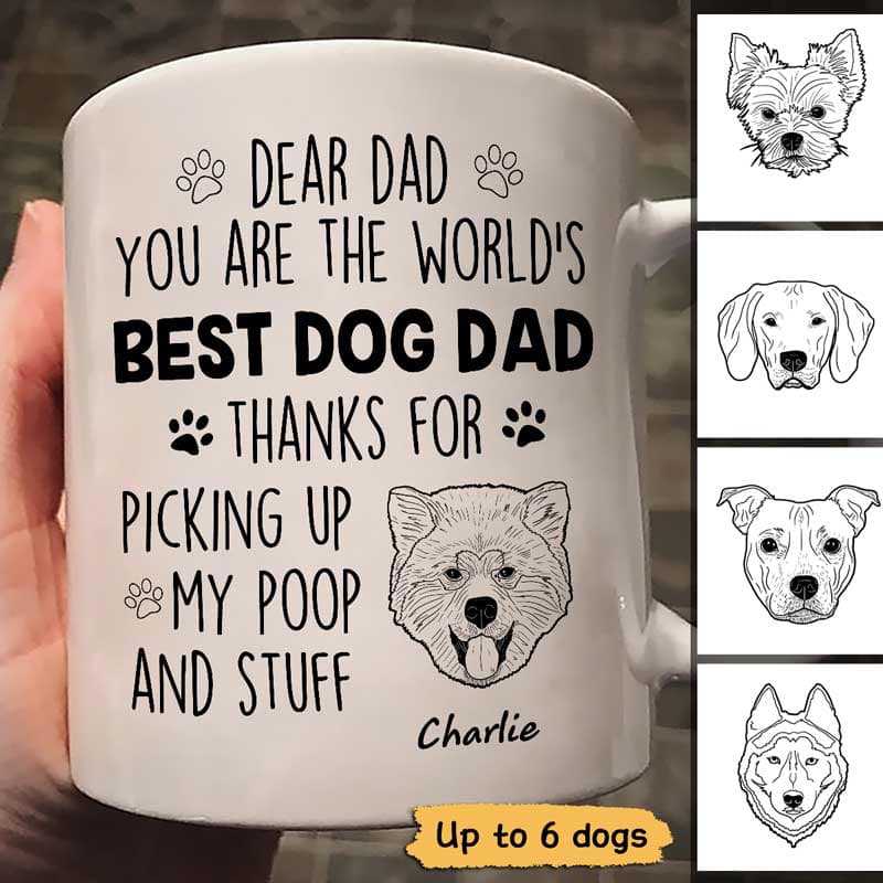 Dear World's Best Dog Dad Dog Head Outline Personalized Mug