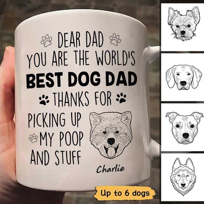 Dear World's Best Dog Dad Dog Head Outline Personalized Mug