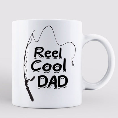 Reel Cool Dad Grandpa Fishing Caricature Personalized Mug