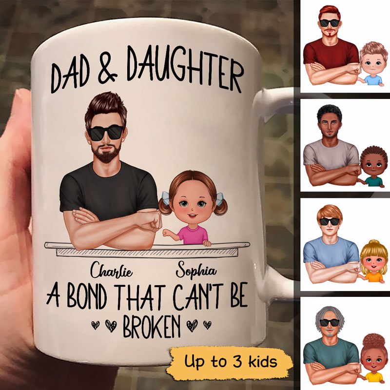 Dad And Son Daughter Fist Bump Bond Can't Be Broken Personalized Mug