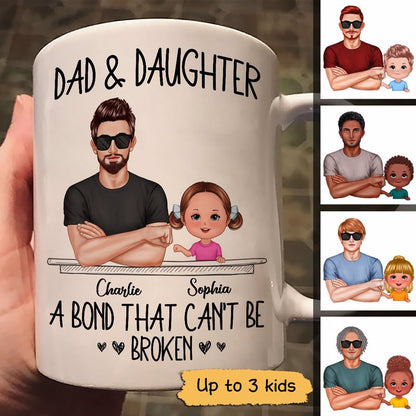Dad And Son Daughter Fist Bump Bond Can't Be Broken Personalized Mug