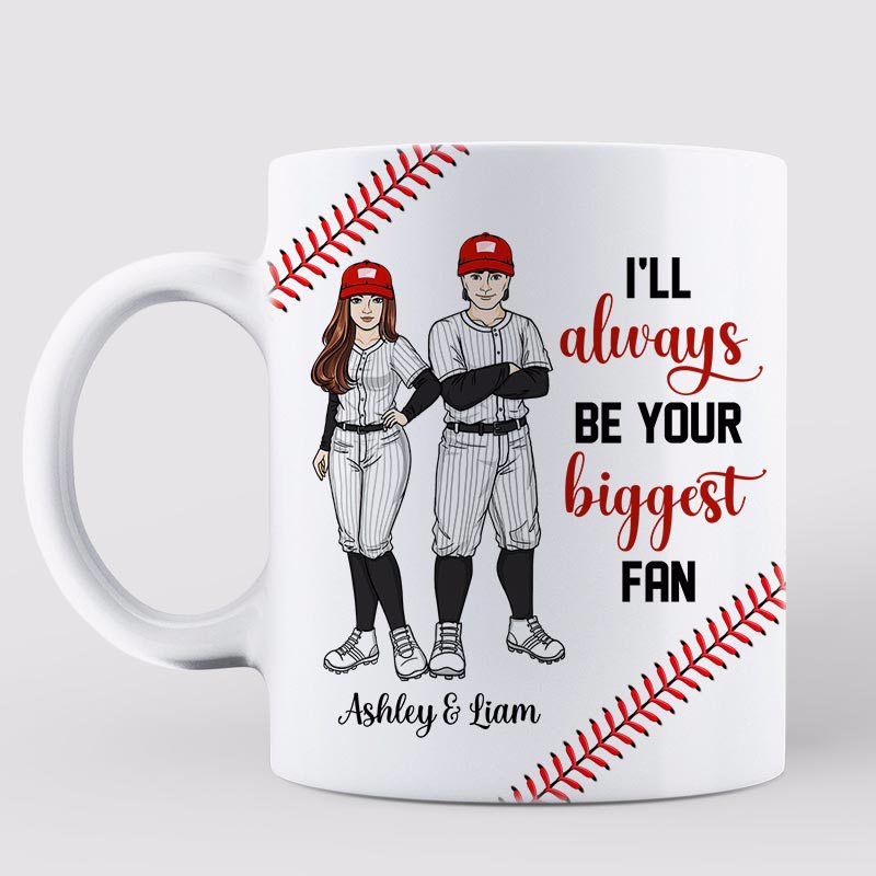 Always Be Your Biggest Fan Baseball Couple Personalized Mug