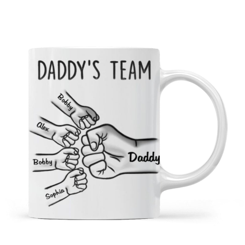 Daddy's Team Fist Bump Outline 3D Inflated Effect Personalized Mug