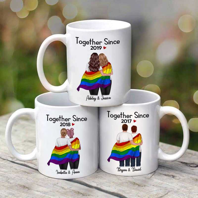 LGBT Couples Back View Together Since Personalized Mug