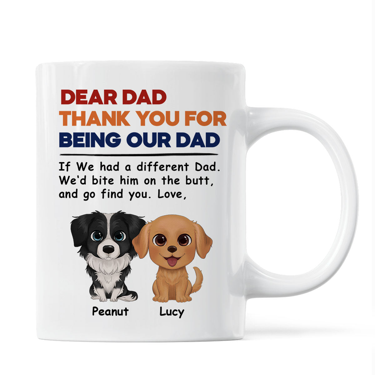 Watercolor Cute Dogs Retro Thanks For Being Our Dad Personalized Mug
