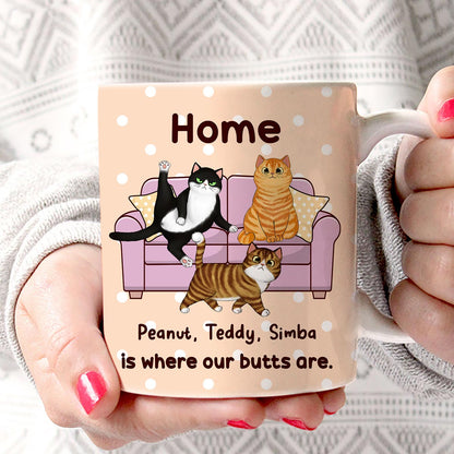 Home Is Where My Butt Is Funny Fluffy Cat Personalized Mug