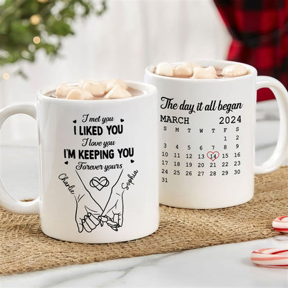 Couple Hand in Hand Gift Anniversary Calendar Keepsake Wedding Gift Personalized Mug