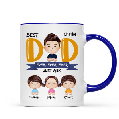 Watercolor Style Dad And Kids Best Dad Ever Just Ask Father's Day Gift For Dad Personalized Mug