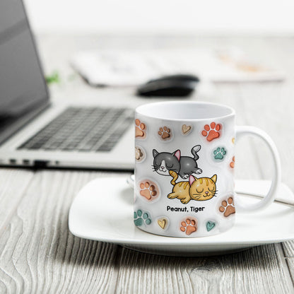 I Work Hard So My Cats Can Have A Better Life, 3D Inflated Personalized Mug, Gift For Cat Moms