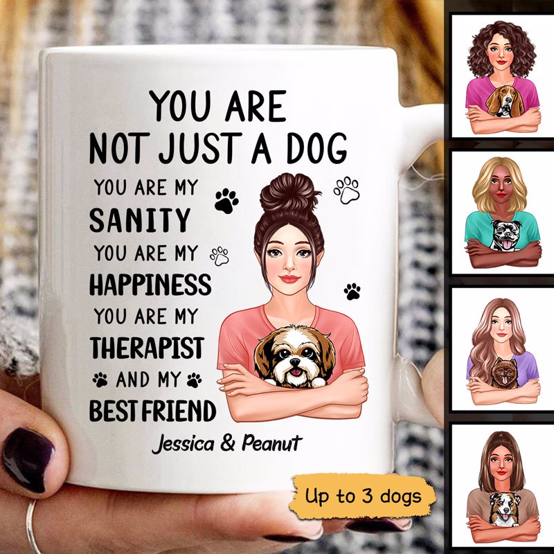 Pretty Woman Holding Dog You Are My Sanity Personalized Mug