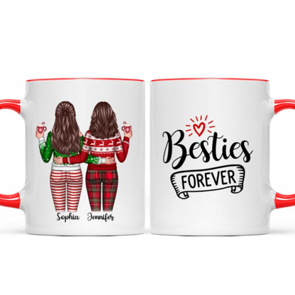 Besties Sisters Forever Christmas Besties Standing Back View Personalized Mug