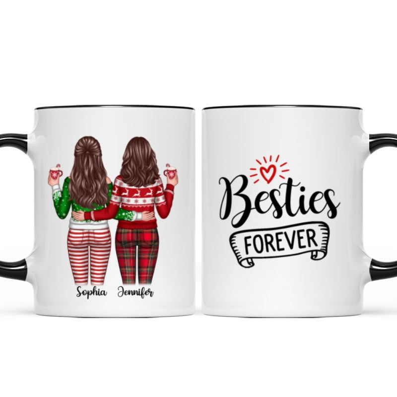 Besties Sisters Forever Christmas Besties Standing Back View Personalized Mug