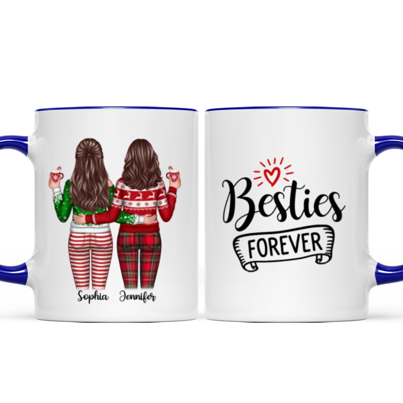 Besties Sisters Forever Christmas Besties Standing Back View Personalized Mug