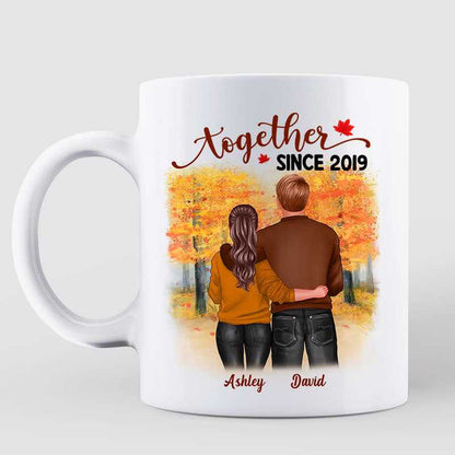 Fall Season Couple Back View Together Since Personalized Mug
