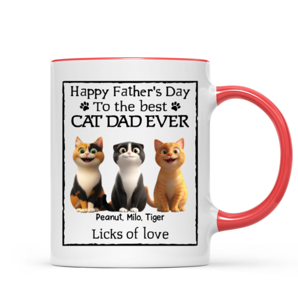 Happy Father's Day Best Cat Dad Cartoon Funny Style Cats Personalized Mug