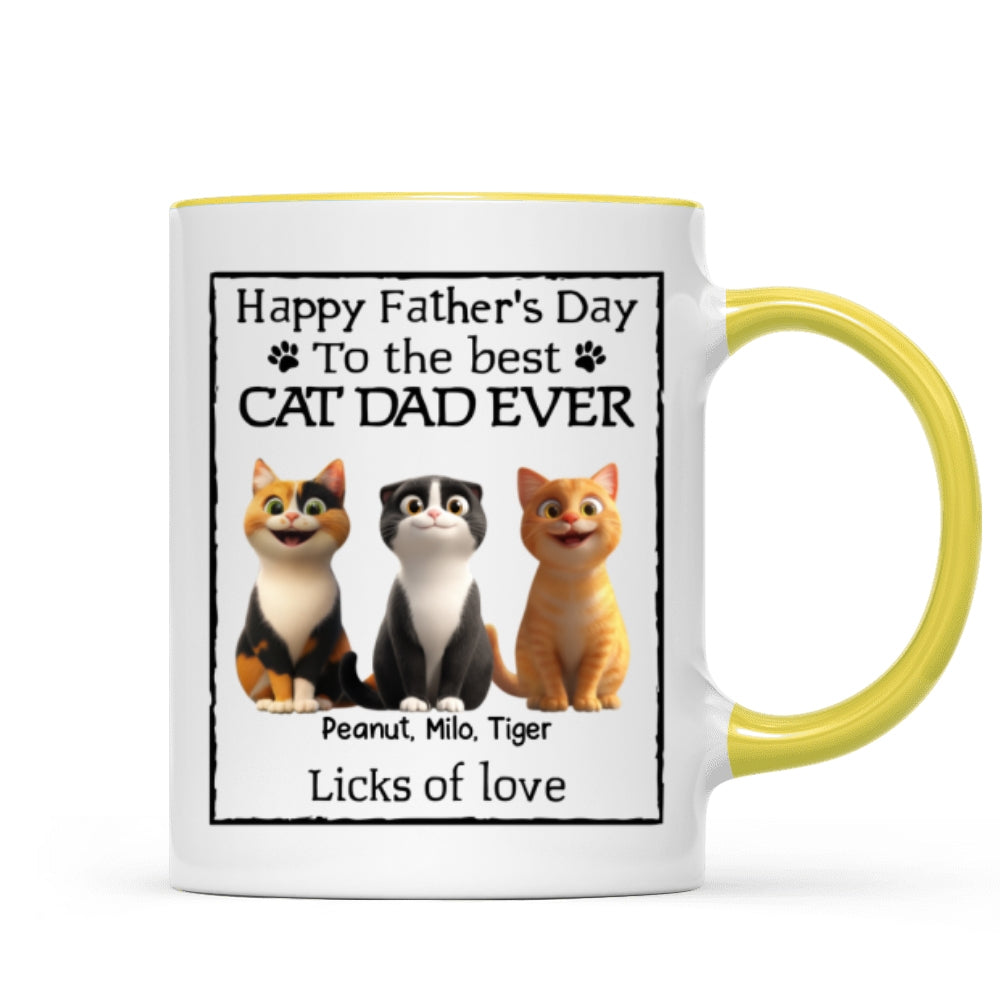 Happy Father's Day Best Cat Dad Cartoon Funny Style Cats Personalized Mug