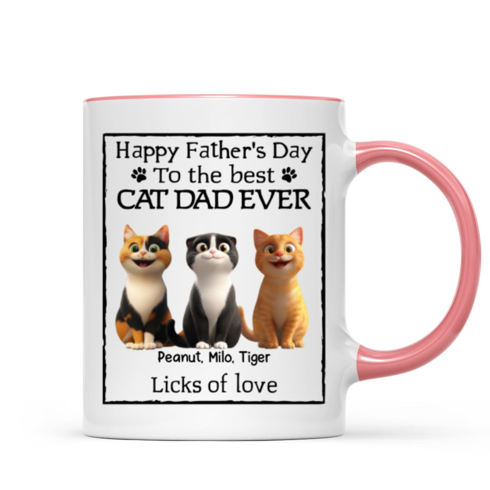 Happy Father's Day Best Cat Dad Cartoon Funny Style Cats Personalized Mug