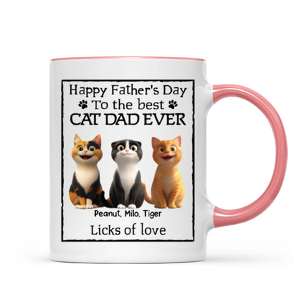 Happy Father's Day Best Cat Dad Cartoon Funny Style Cats Personalized Mug
