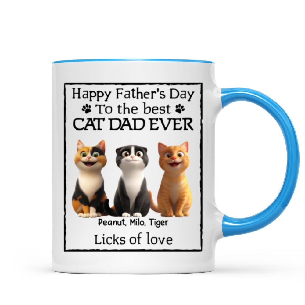 Happy Father's Day Best Cat Dad Cartoon Funny Style Cats Personalized Mug