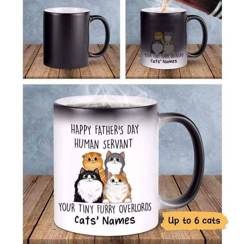 Happy Father's Day Human Servant Gift For Cat Dad Personalized Color Changing Mug