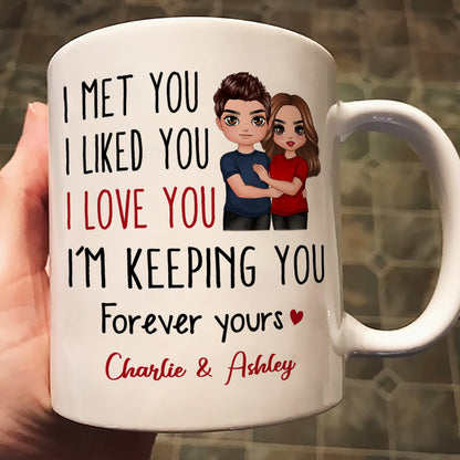 Doll Couple Standing Embracing I Met You I Love You Valentine's Anniversary Gift For Him For Her Personalized Mug