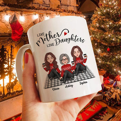 Like Mother Like Daughter Cute Mother Daughter Sitting On Mat Personalized Mug