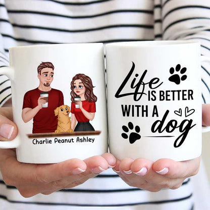 Cartoon Couple You Me & The Dog Personalized Mug