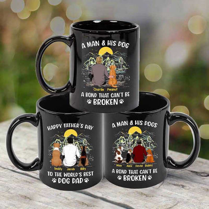 Happy Father's Day Best Dog Dad Back View Personalized Black Mug