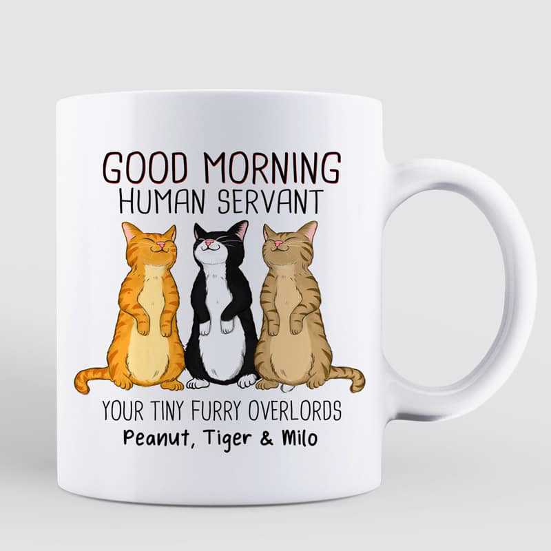 Standing Cats Good Morning Human Servant Personalized Mug