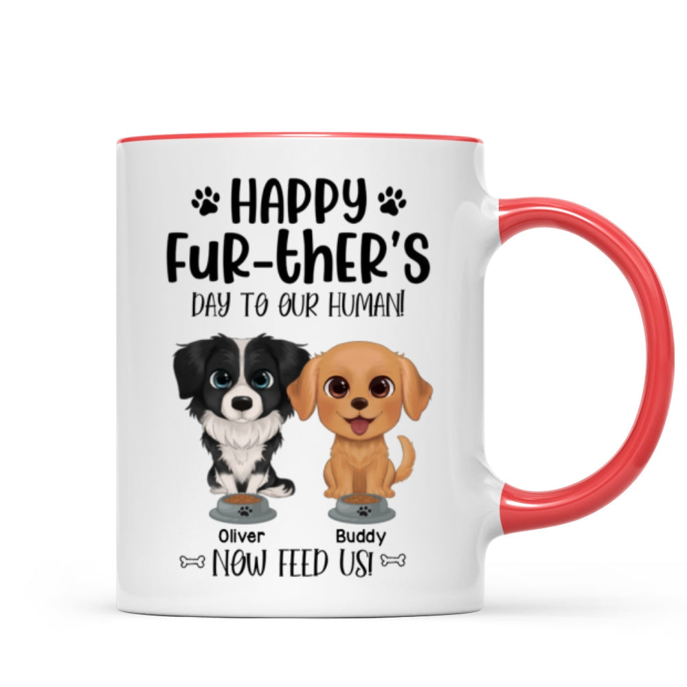 Watercolor Cute Dogs Happy Fur-ther's Day To My Human Gift For Dog Dad Personalized Mug