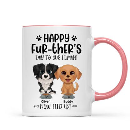 Watercolor Cute Dogs Happy Fur-ther's Day To My Human Gift For Dog Dad Personalized Mug