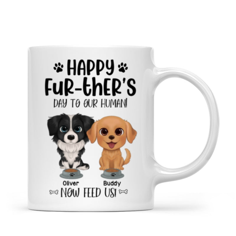 Watercolor Cute Dogs Happy Fur-ther's Day To My Human Gift For Dog Dad Personalized Mug