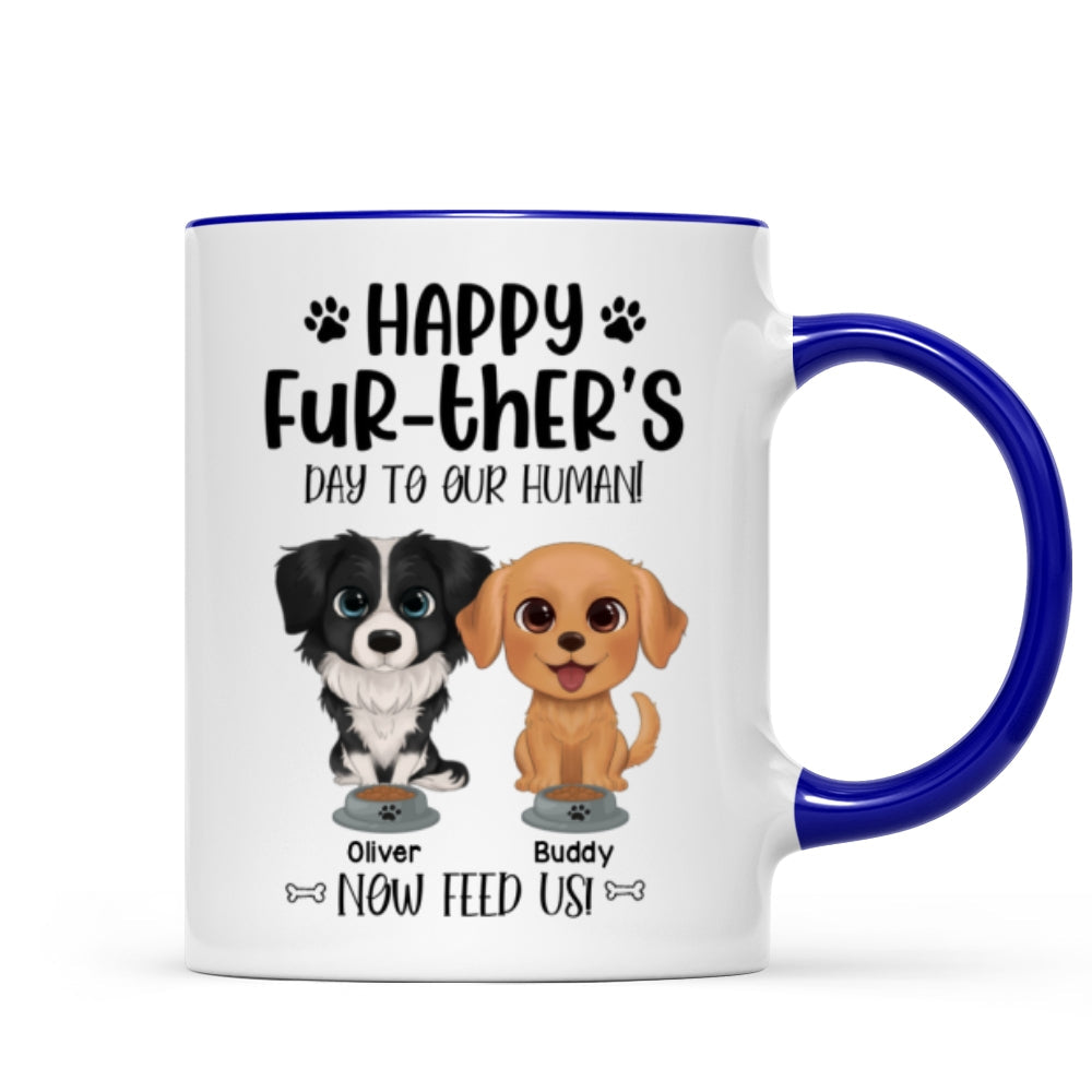 Watercolor Cute Dogs Happy Fur-ther's Day To My Human Gift For Dog Dad Personalized Mug