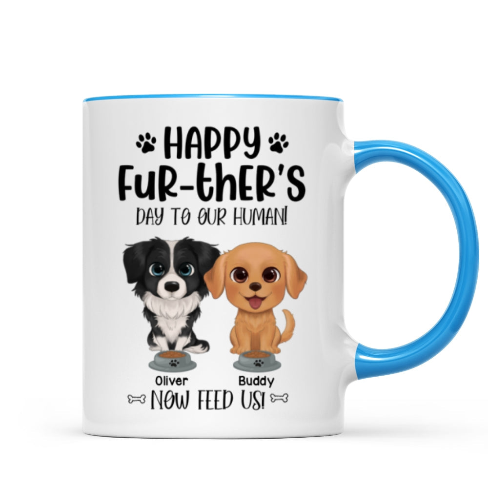 Watercolor Cute Dogs Happy Fur-ther's Day To My Human Gift For Dog Dad Personalized Mug
