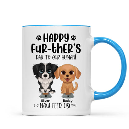 Watercolor Cute Dogs Happy Fur-ther's Day To My Human Gift For Dog Dad Personalized Mug