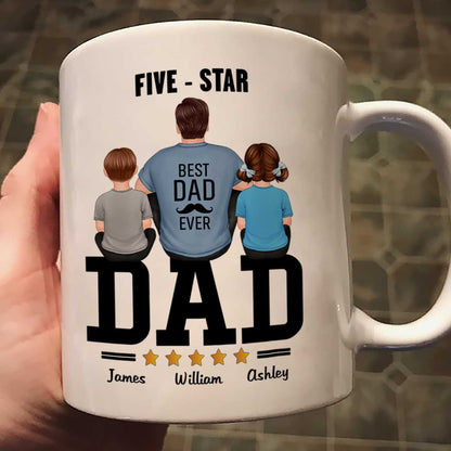 Five - Star Dad Back View Dad And Kids Personalized Mug