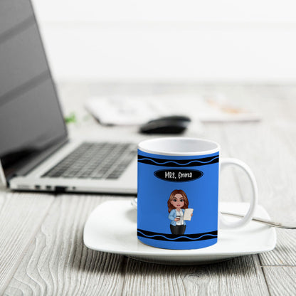 Teacher Crayon Pattern Personalized Mug| Back To School Gift For Teacher